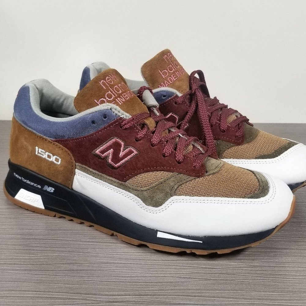 New Balance M1500 BWB Made in England, Brown Olive Burgundy, Mens Size 8.5 / 42